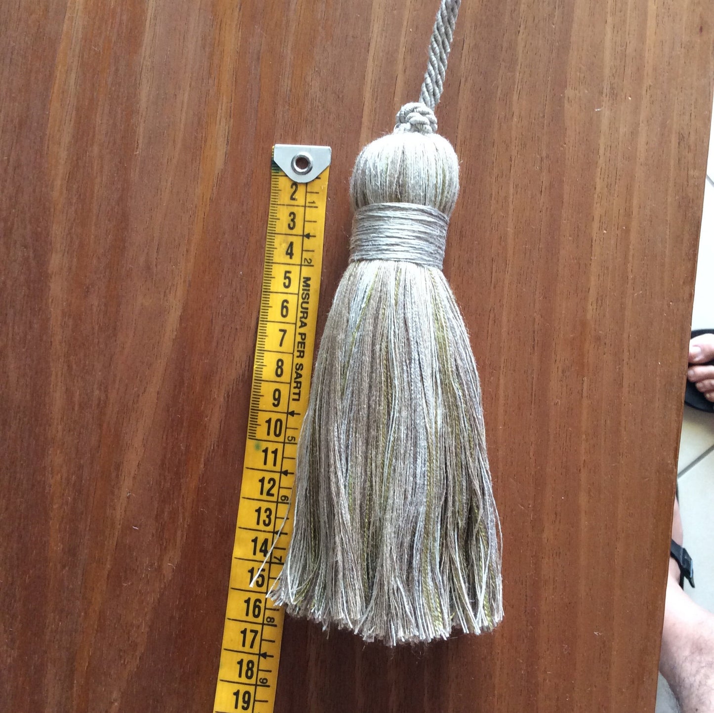 tassel, key bow, linen cotton viscose jute natural Made in Florence shabby chic
