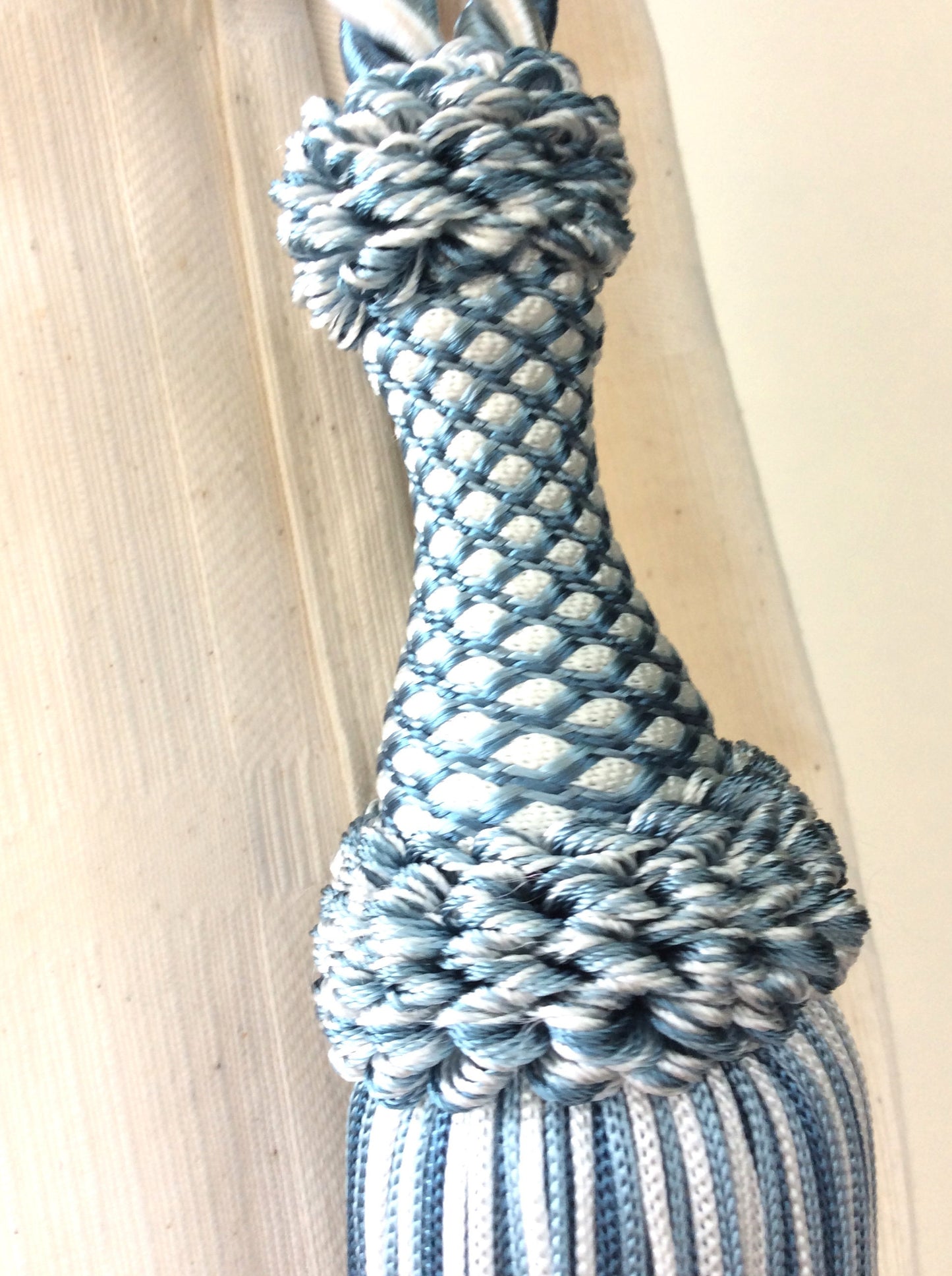 Embrasse per Tende con Nappa Grande 20cm - Azzurro Blu Bianco | Made in Firenze