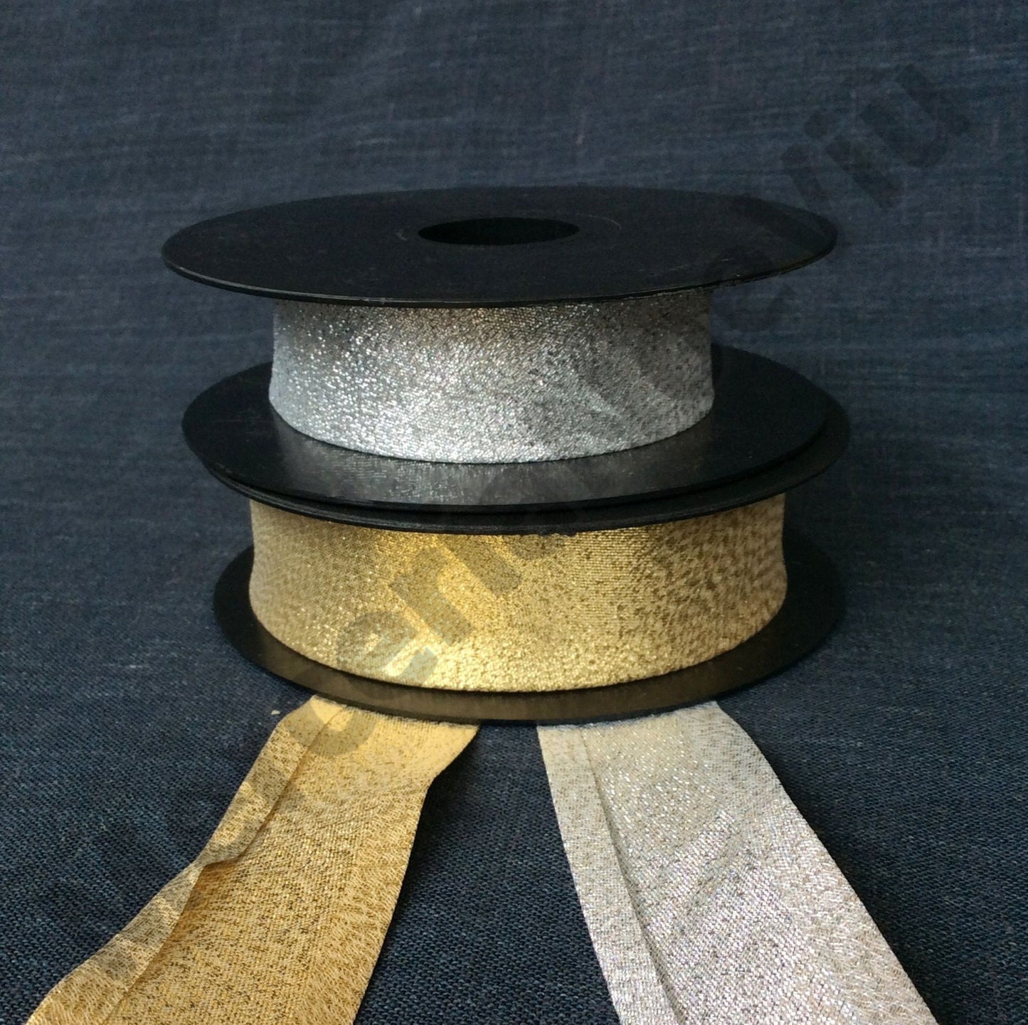 Bias lurex tape gold silver 2.5 cm