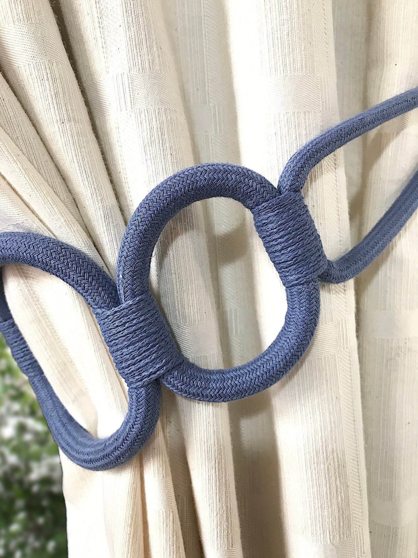 Light blue three-ring bracelet, elegant decoration for curtains drapes drapery made in Italy