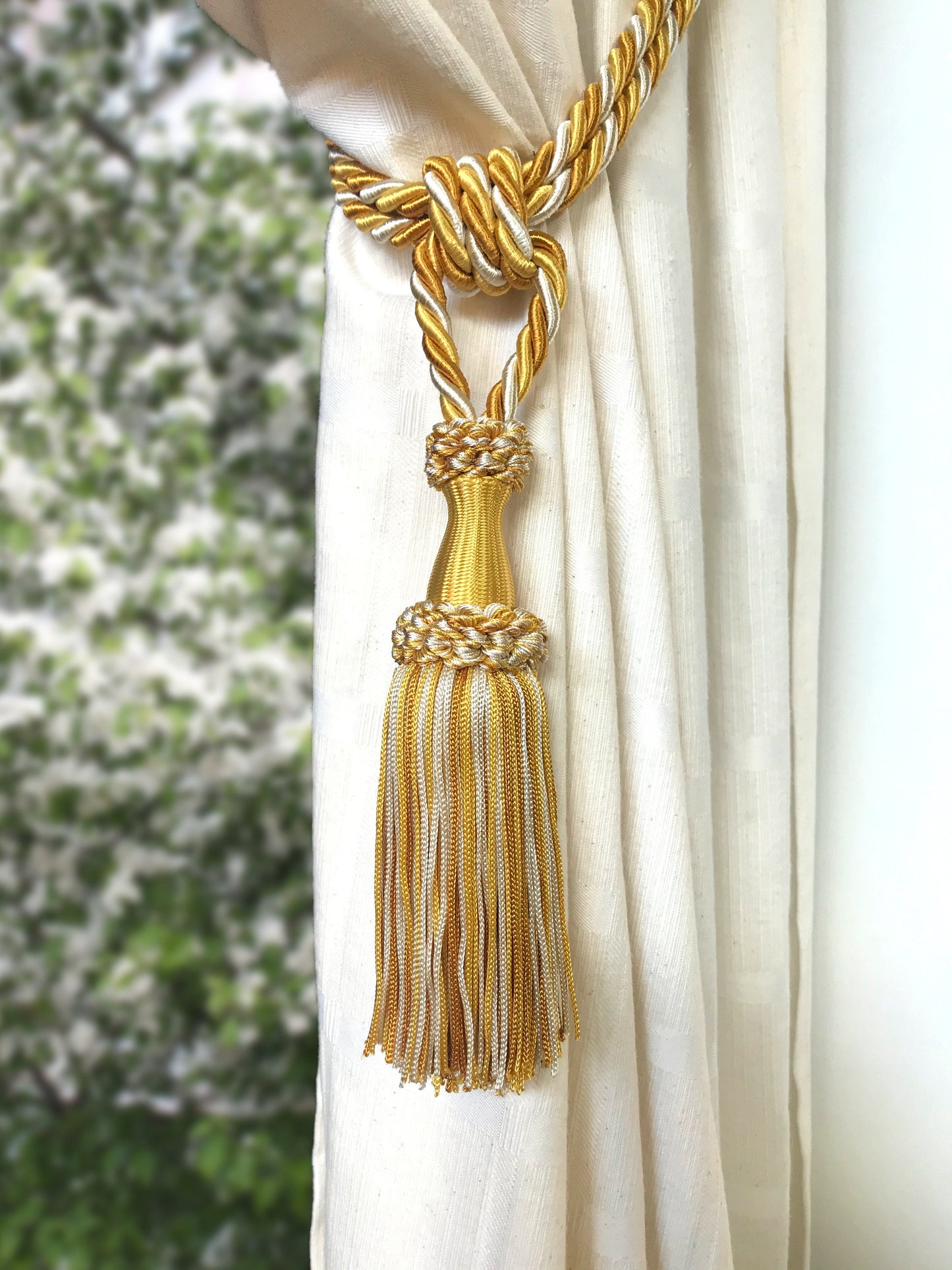 Embrasse per Tende con Nappa 15cm - Oro e Avorio | Made in Firenze