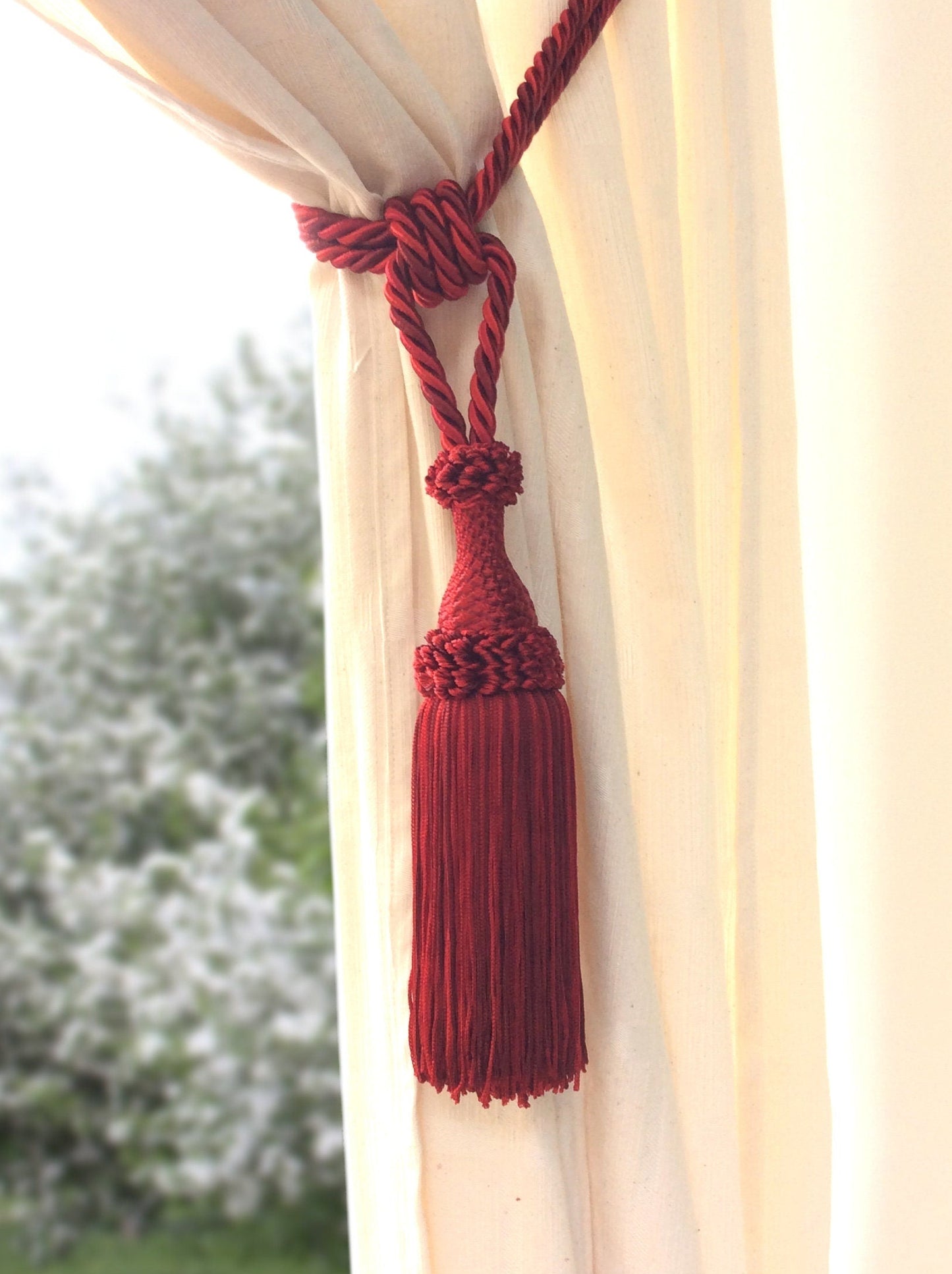 Embrasse per Tende con Nappa Grande 20cm - Rosso Bordò | Made in Firenze