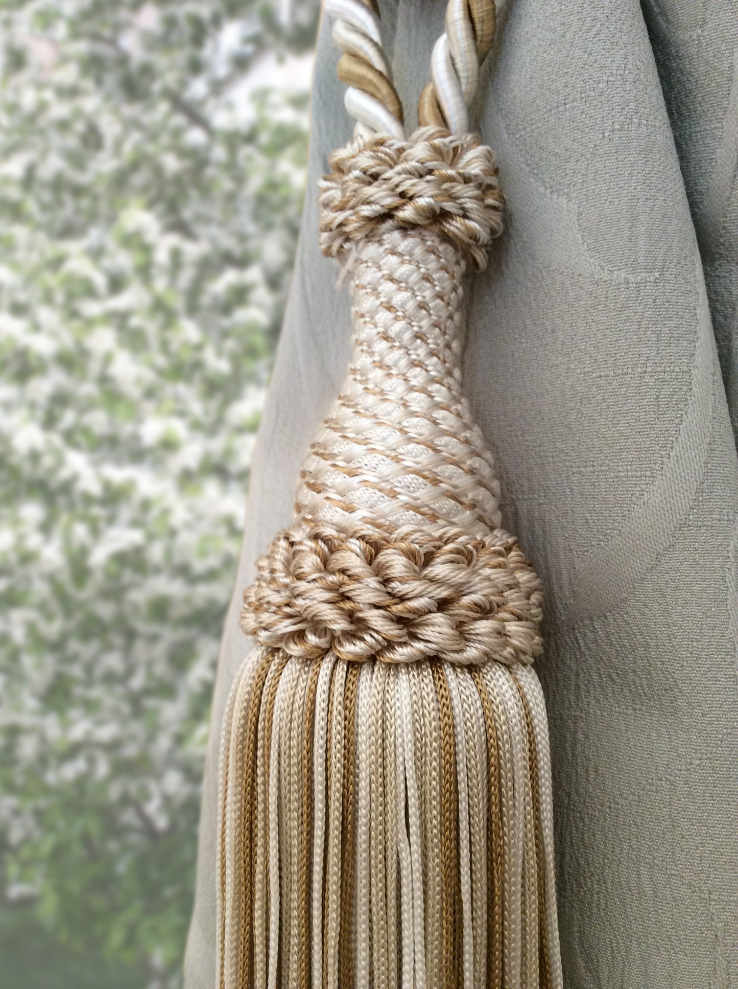 Embrasse per Tende con Nappa Grande 20cm - Oro e avorio | Made in Firenze