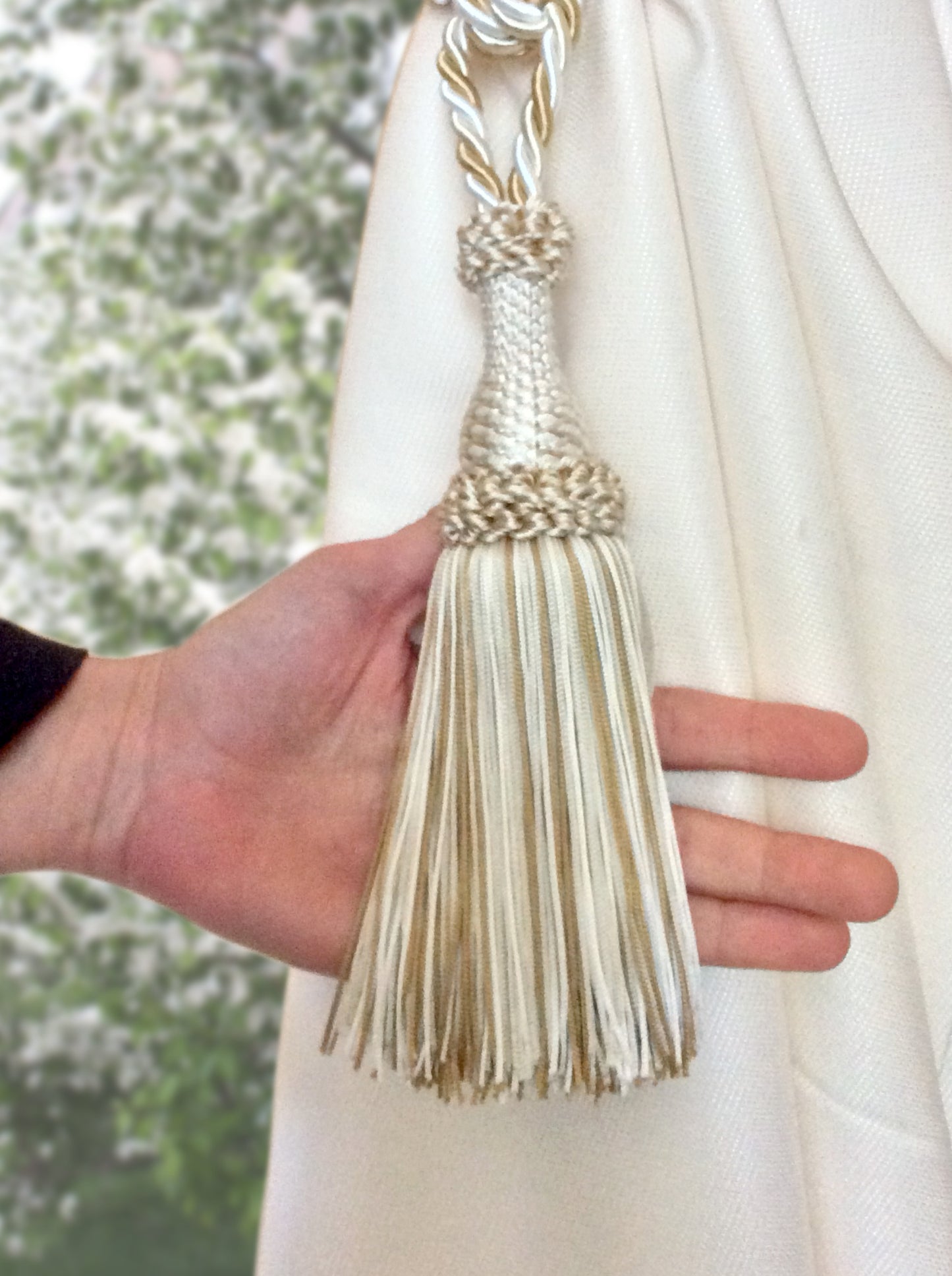 Embrasse per Tende con Nappa Grande 20cm - Oro e avorio | Made in Firenze