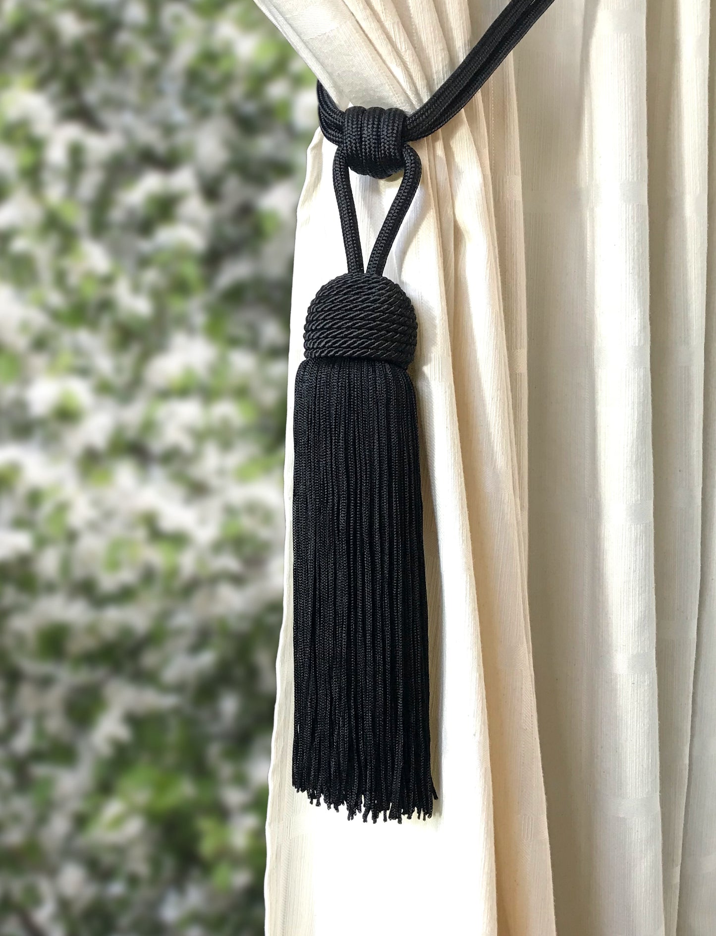 Embrasse per Tende con Nappa Grande 23cm - Nero | Made in Firenze