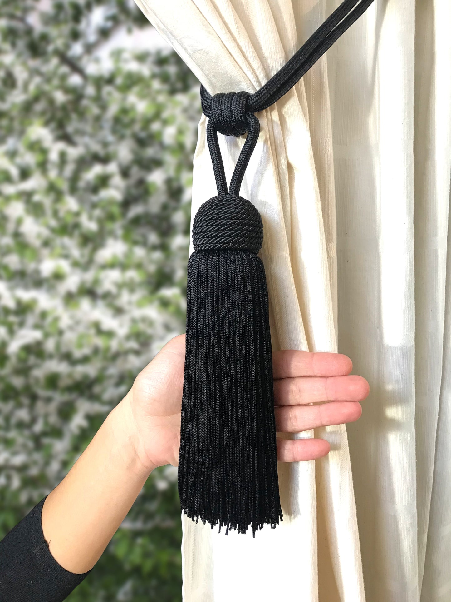 Embrasse per Tende con Nappa Grande 23cm - Nero | Made in Firenze