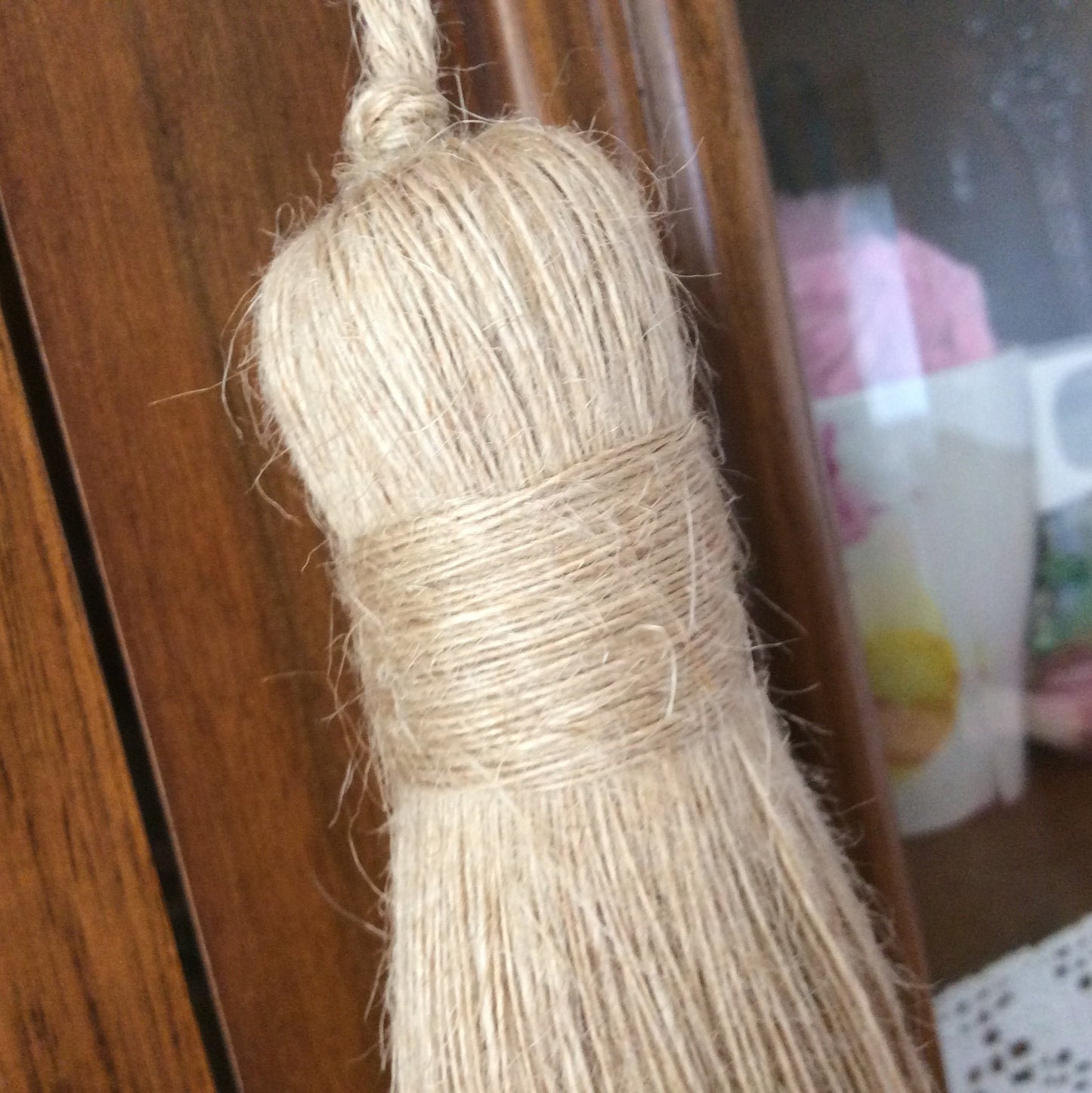 tassel, key bow, linen cotton viscose jute natural Made in Florence shabby chic