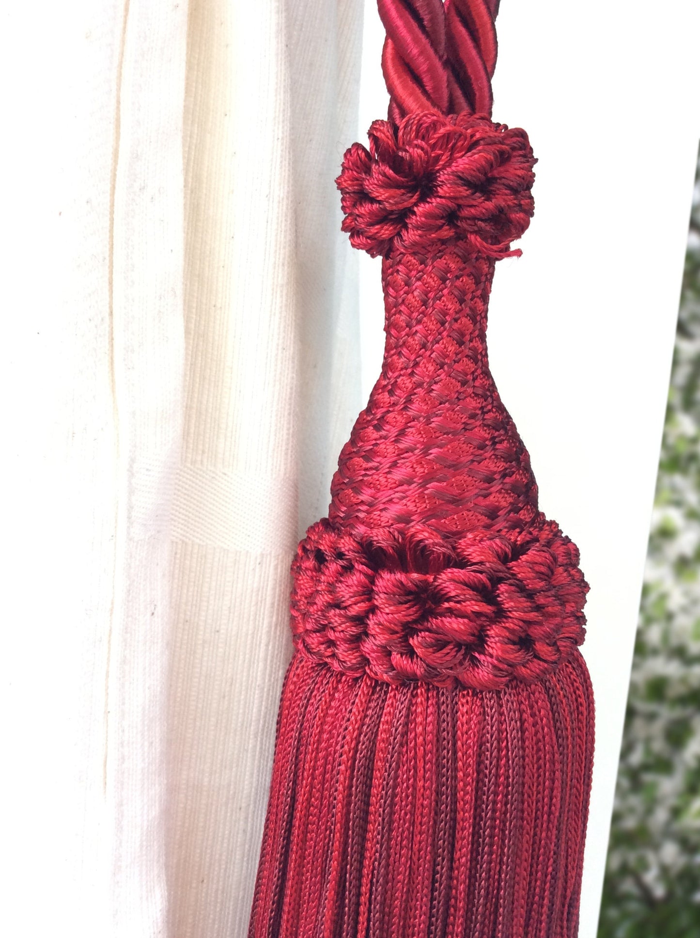 Embrasse per Tende con Nappa Grande 20cm - Rosso Bordò | Made in Firenze
