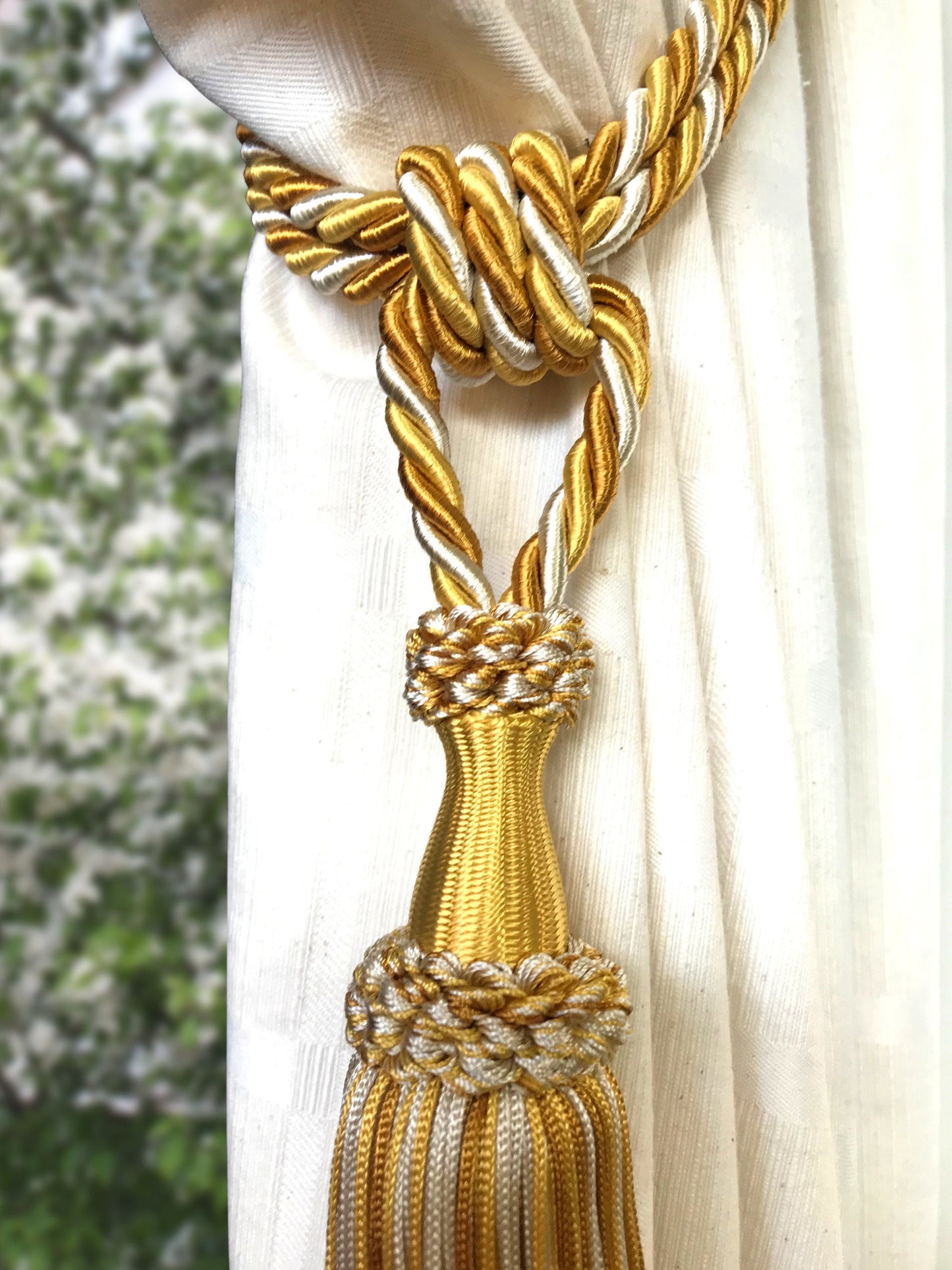 Embrasse per Tende con Nappa 15cm - Oro e Avorio | Made in Firenze