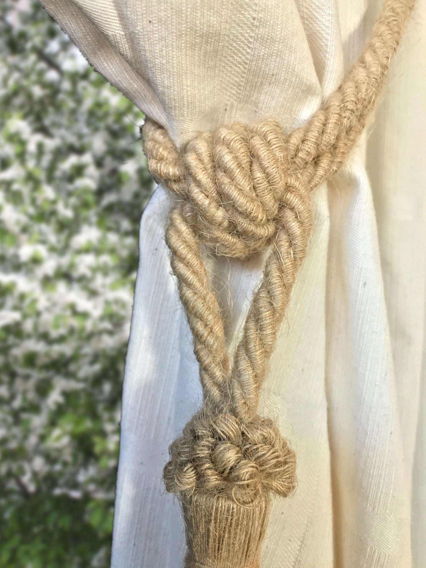 Superb large jute curtain tieback decoration for curtains drapery drape made in Italy