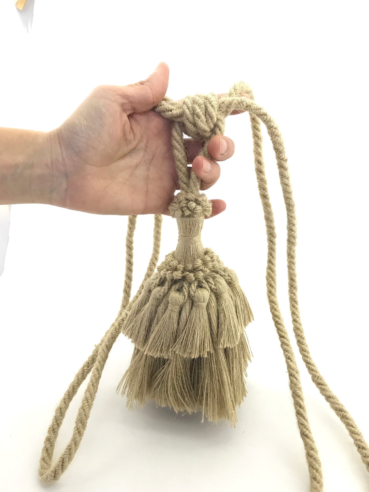 Superb large jute curtain tieback decoration for curtains drapery drape made in Italy