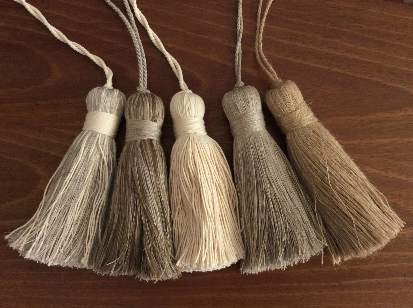 tassel, key bow, linen cotton viscose jute natural Made in Florence shabby chic