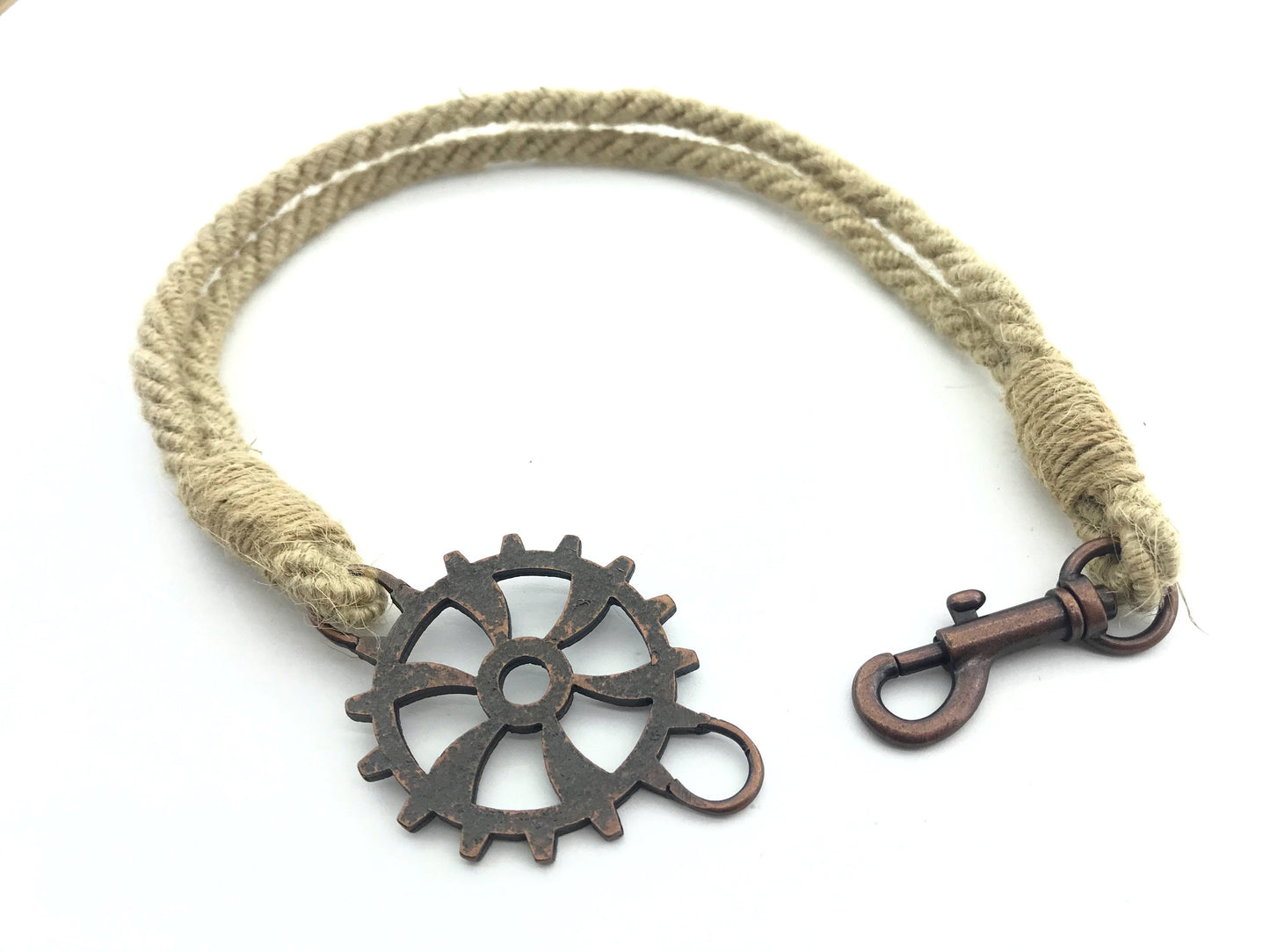Industrial-style curtain tie-backs, in eco-friendly BEIGE cotton and jute. Furnishings for lofts and open-plan spaces. Made in Italy.