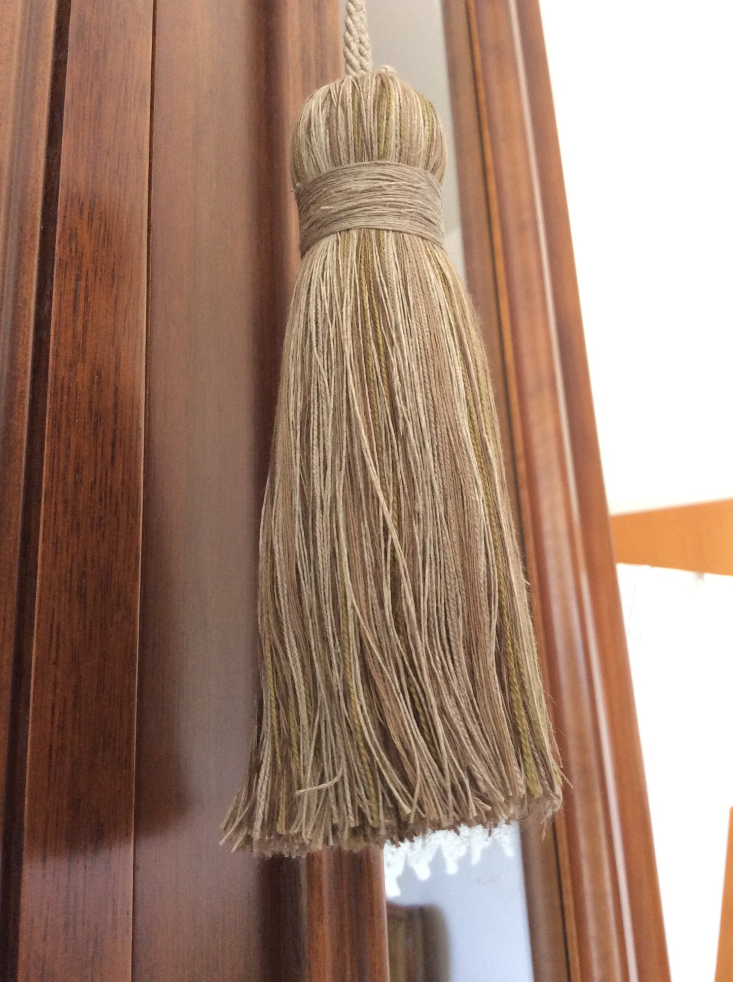 tassel, key bow, linen cotton viscose jute natural Made in Florence shabby chic