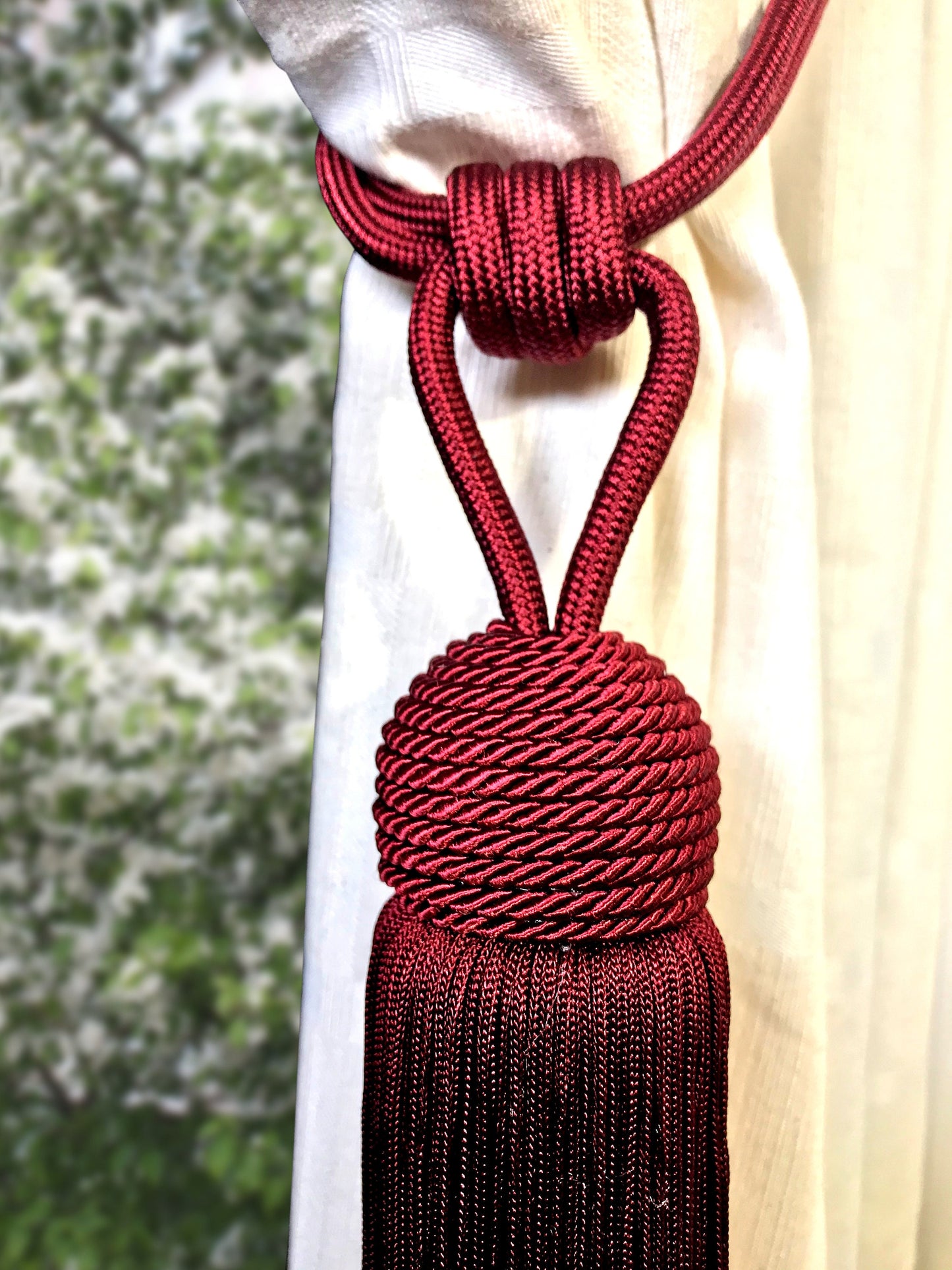 Embrasse per Tende con Nappa Grande 23cm - Rosso Bordò | Made in Firenze