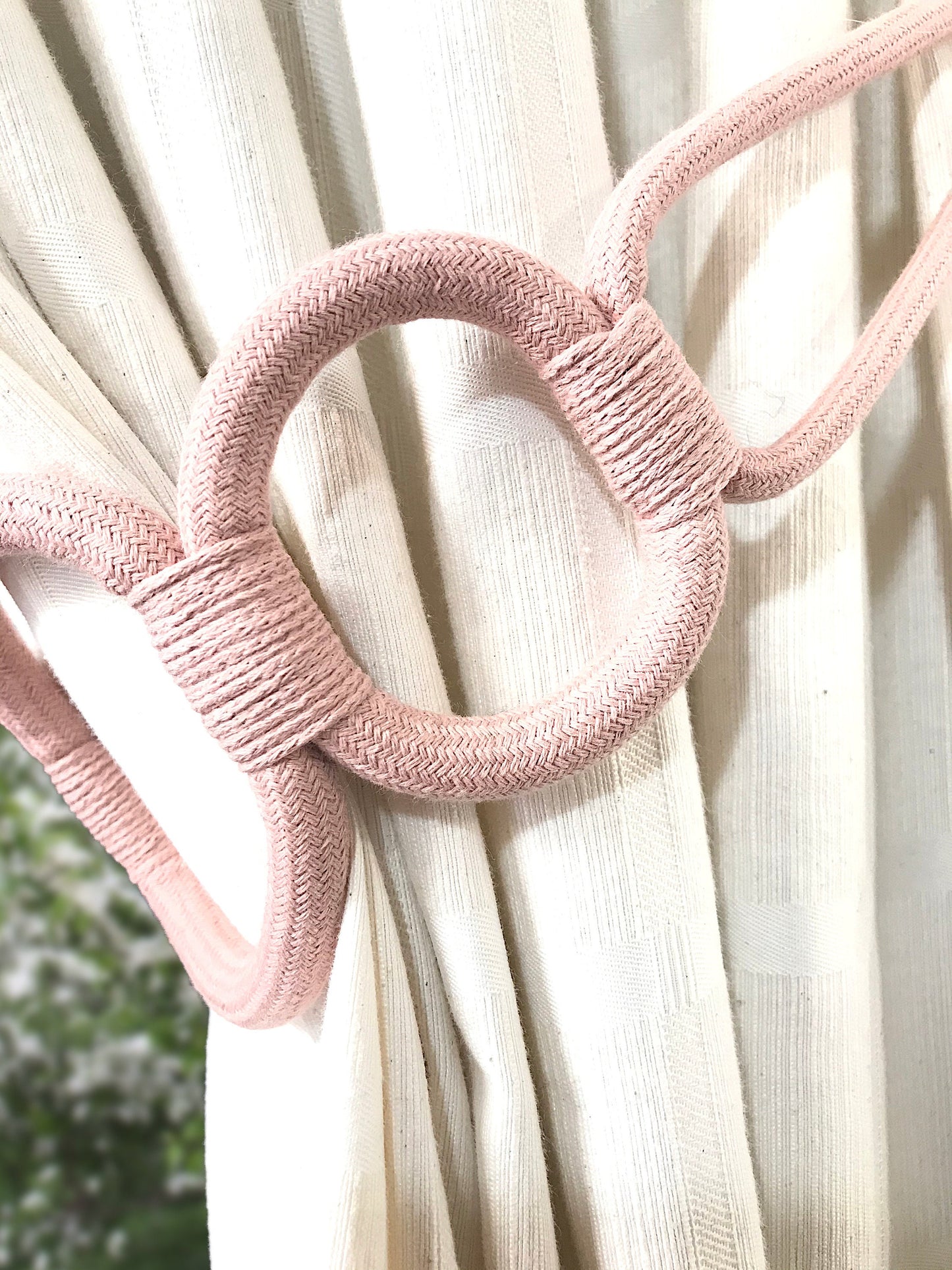 Pink three-ring tie-back, elegant decoration for curtains drapery drapes made in Italy