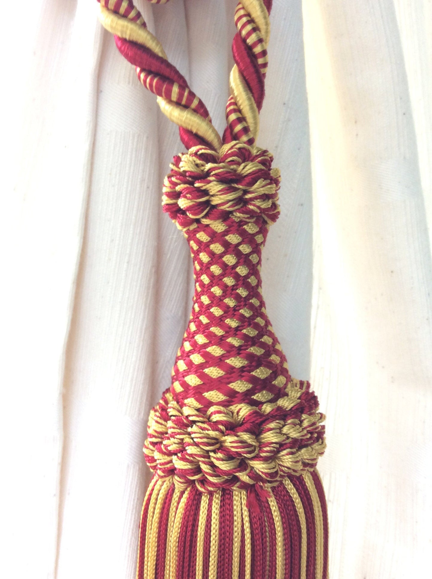 Embrasse per Tende con Nappa Grande 20cm - Rosso Giallo Oro | Made in Firenze
